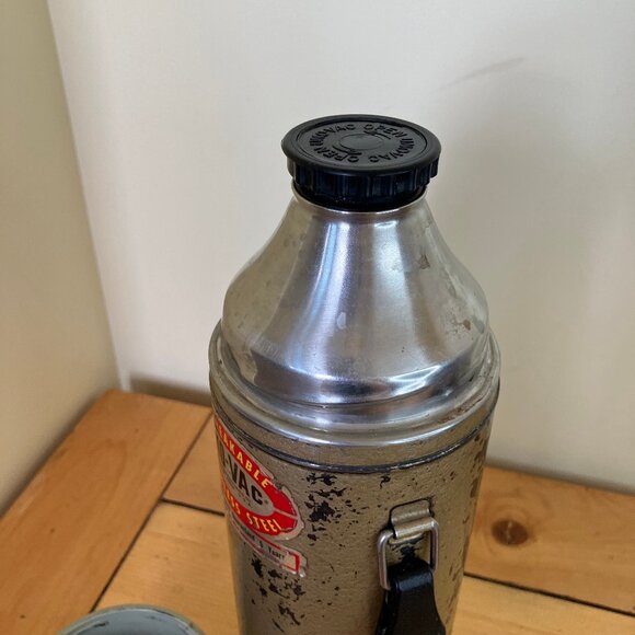 Uno Vac Coated Stainless Steel Thermos Lg 32oz DAMAGED Vintage Industrial Look - Picture 5 of 13